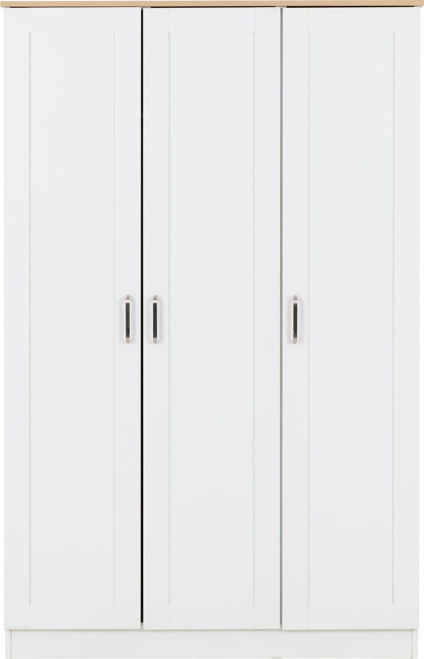 Portland Trio White/Grey/Oak Effect 3 Door Wardrobe Bedroom Set