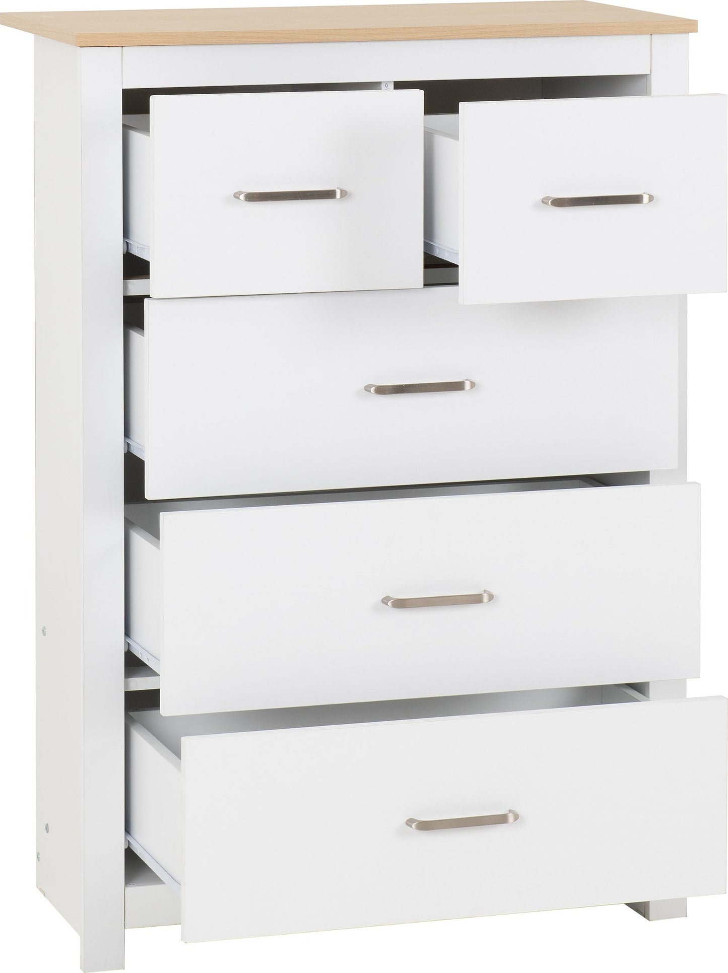 Portland Trio White/Grey/Oak Effect 2 Door Wardrobe Bedroom Set