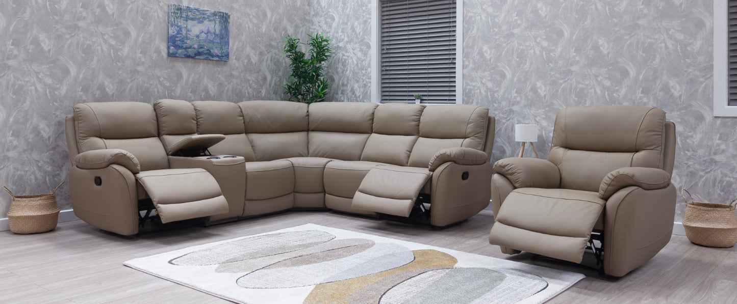 Pandora Half Leather Bisque Recliner Sofas