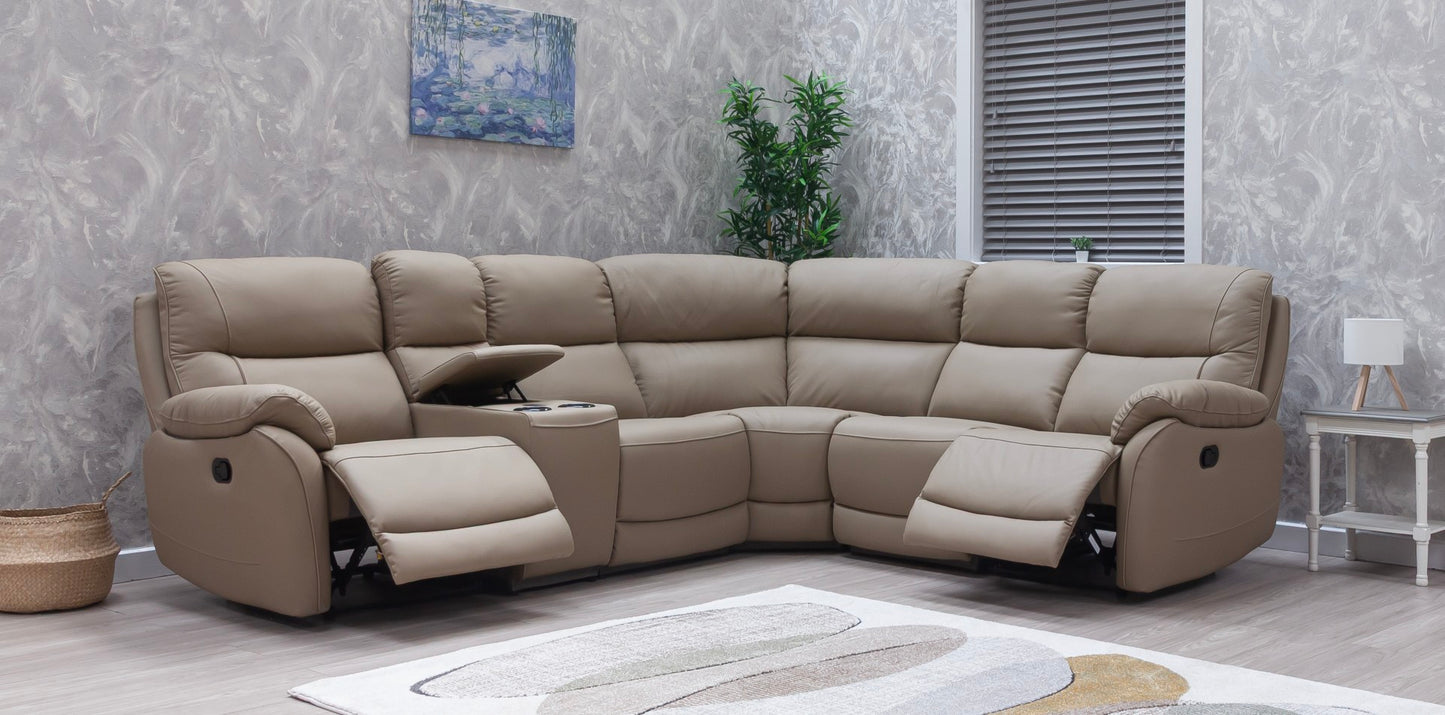 Pandora Half Leather Bisque Recliner Sofas
