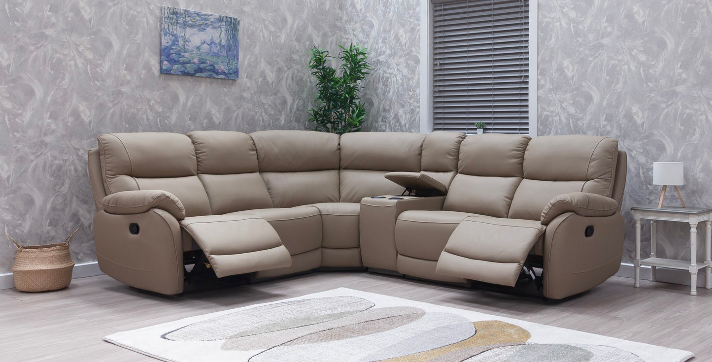 Pandora Half Leather Bisque Recliner Sofas