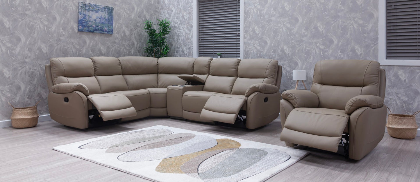 Pandora Half Leather Bisque Recliner Sofas