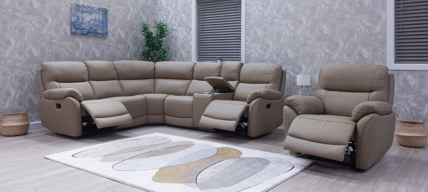 Pandora Half Leather Bisque Recliner Sofas