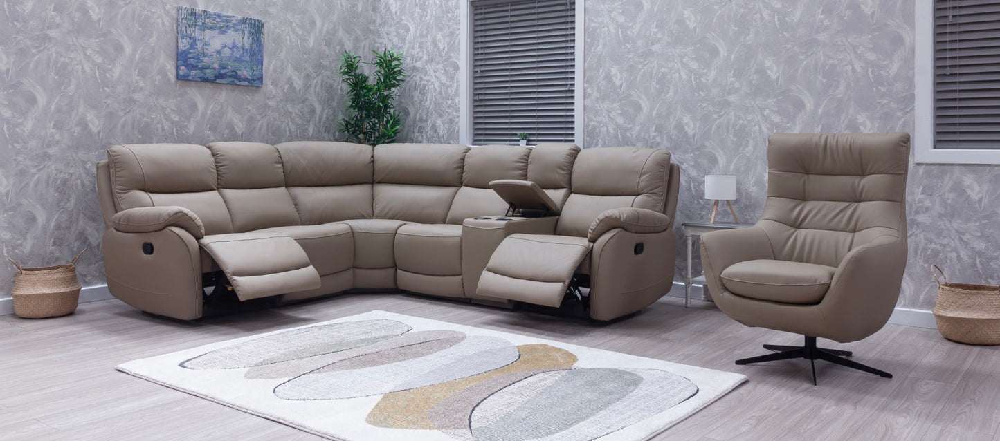 Pandora Half Leather Bisque Recliner Sofas