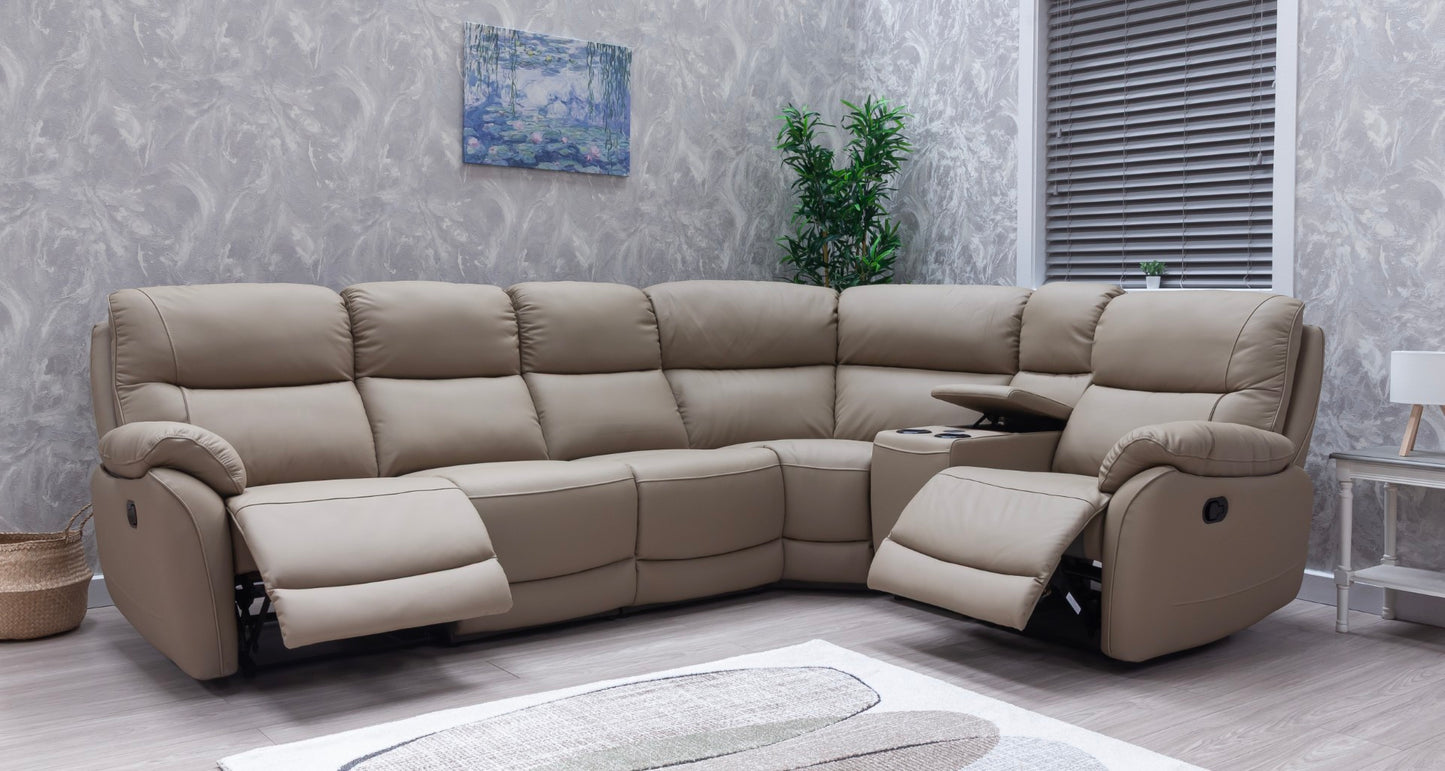 Pandora Half Leather Bisque Recliner Sofas