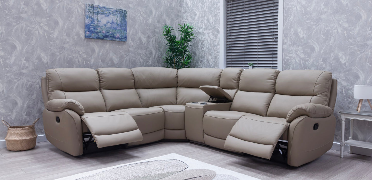 Pandora Half Leather Bisque Recliner Sofas
