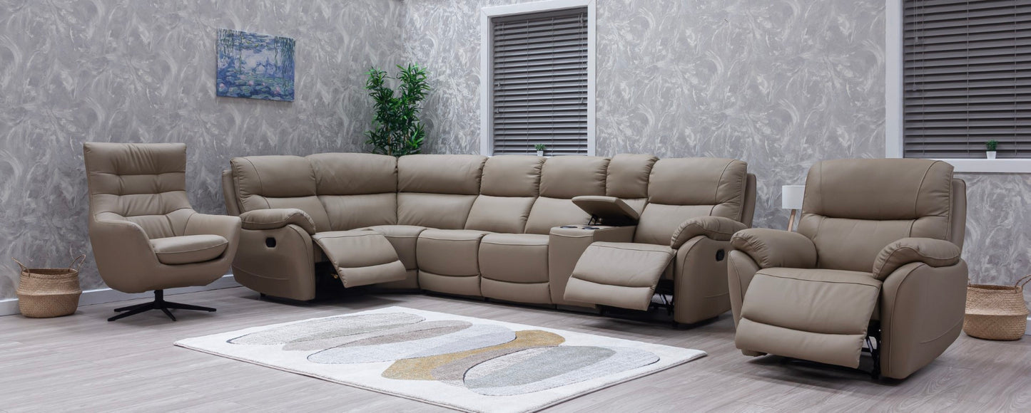 Pandora Half Leather Bisque Recliner Sofas