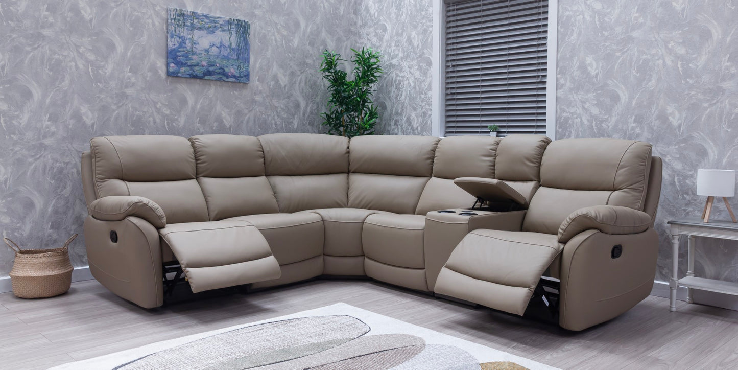 Pandora Half Leather Bisque Recliner Sofas