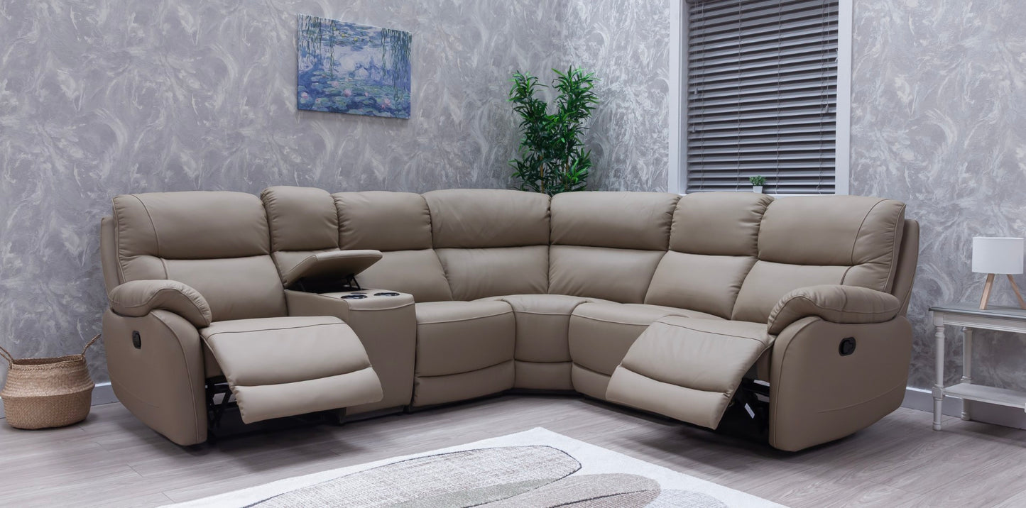 Pandora Half Leather Bisque Recliner Sofas