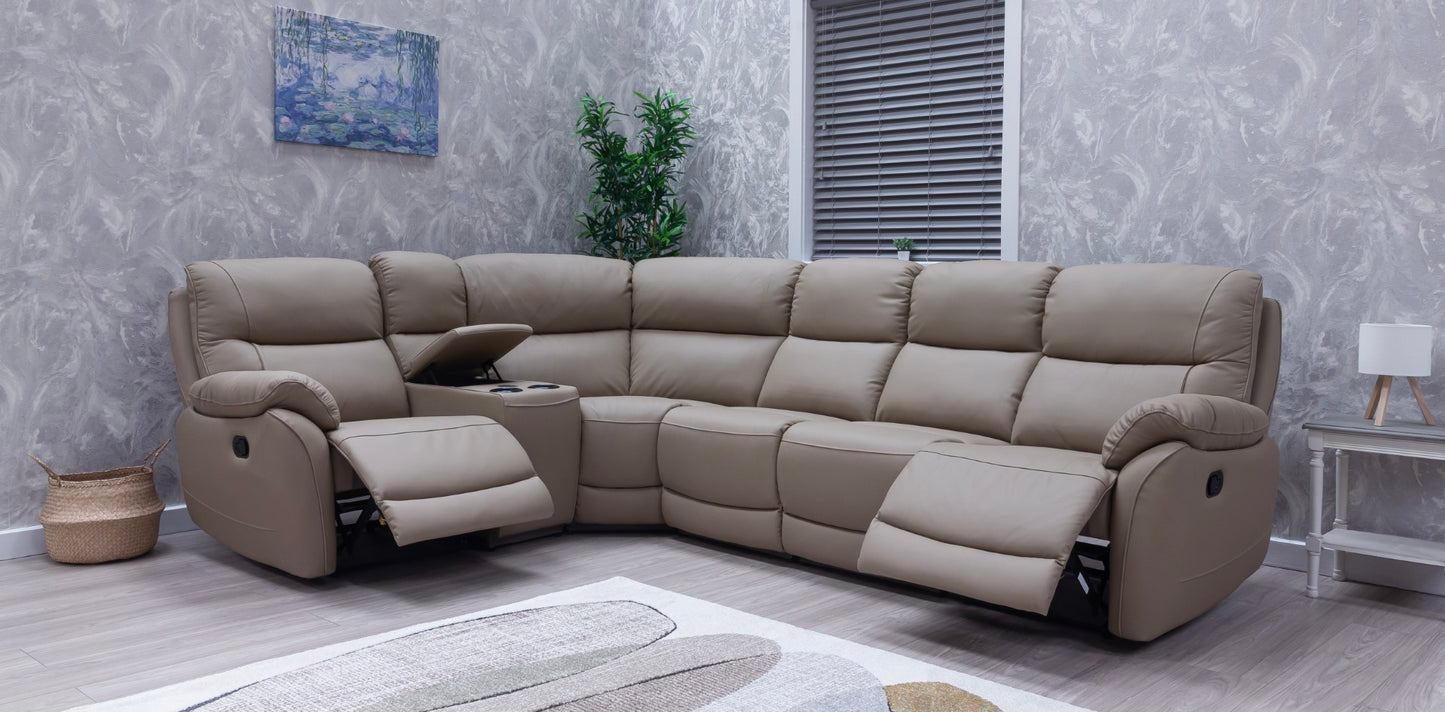 Pandora Half Leather Bisque Recliner Sofas