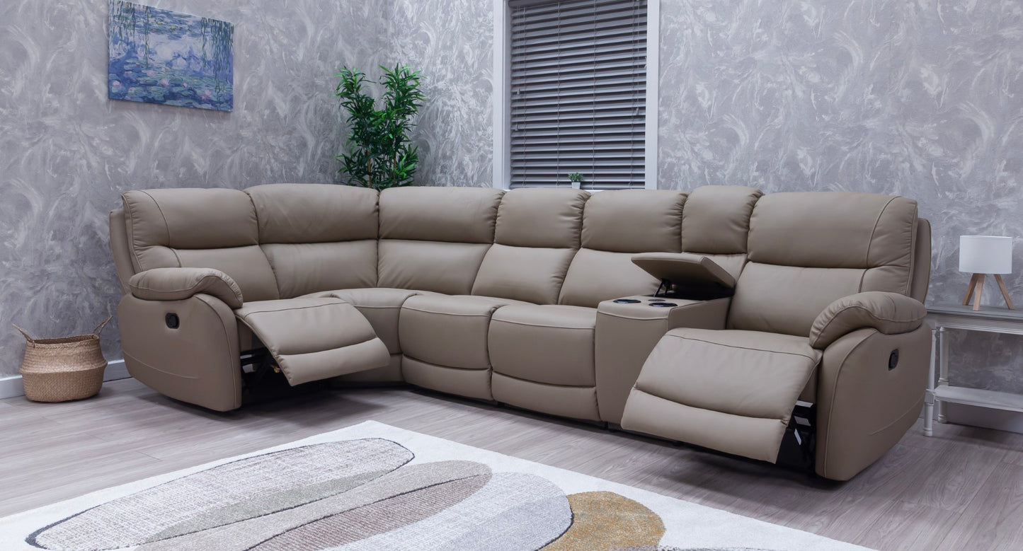 Pandora Half Leather Bisque Recliner Sofas