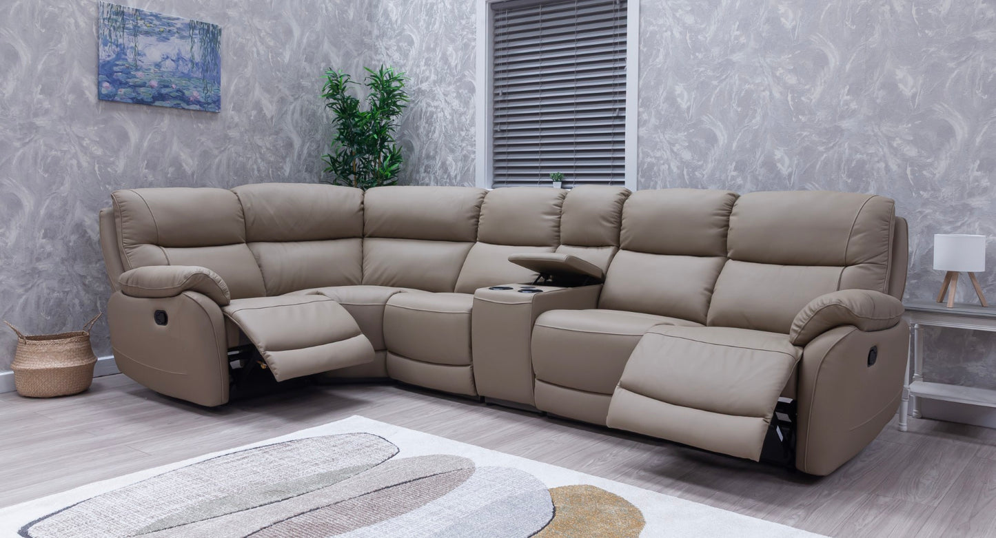 Pandora Half Leather Bisque Recliner Sofas