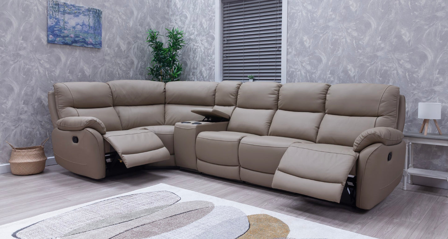 Pandora Half Leather Bisque Recliner Sofas