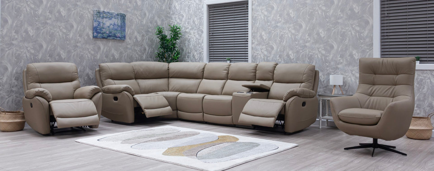 Pandora Half Leather Bisque Recliner Sofas