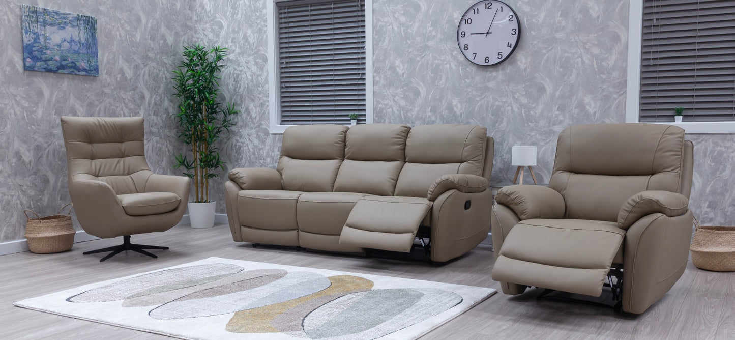 Pandora Half Leather Bisque Recliner Sofas