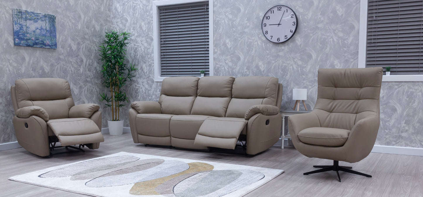 Pandora Half Leather Bisque Recliner Sofas