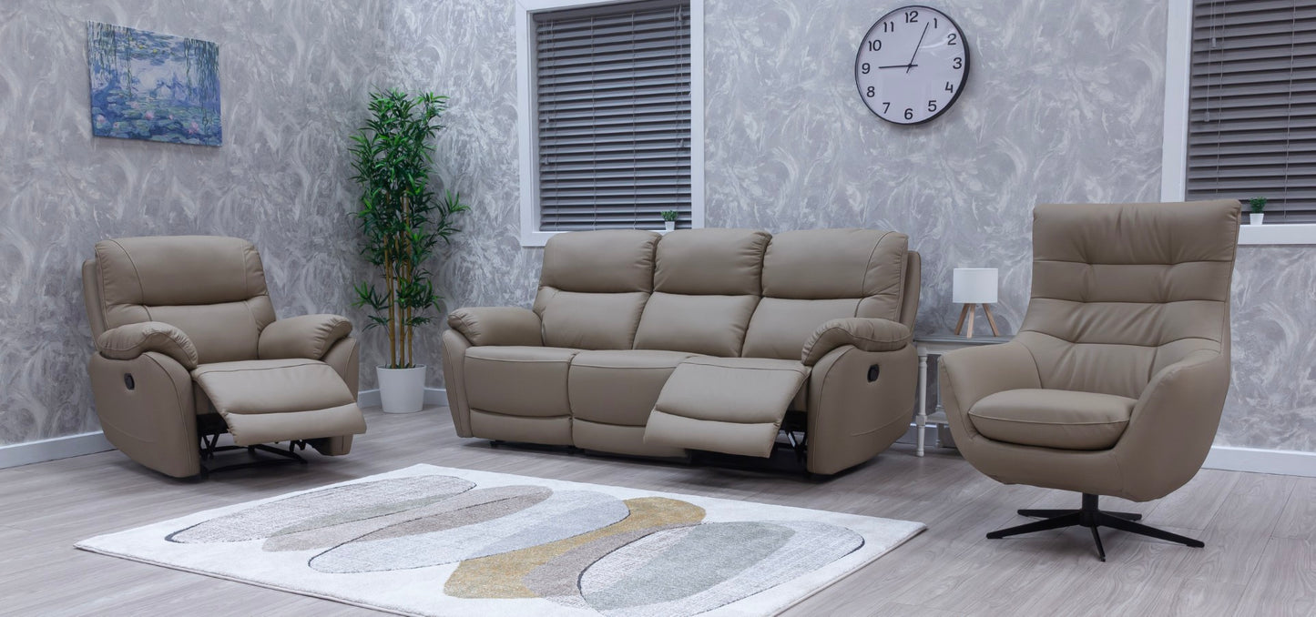 Pandora Half Leather Bisque Recliner Sofas