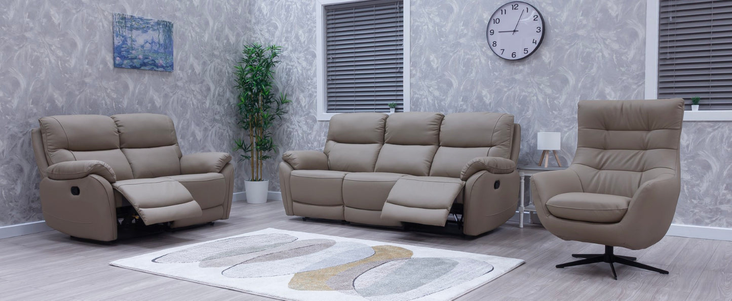 Pandora Half Leather Bisque Recliner Sofas