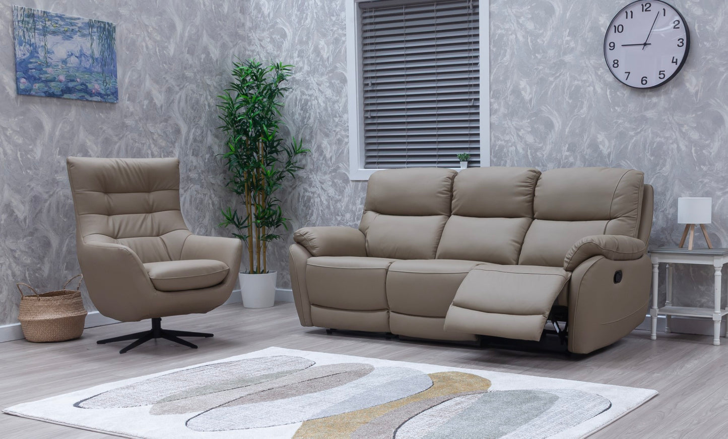 Orbit Bisque Leather Luxury Swivel Chair