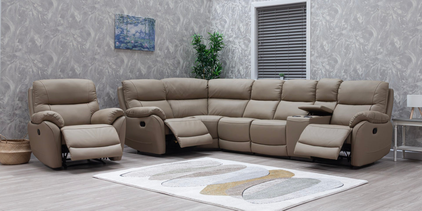 Pandora Half Leather Bisque Recliner Sofas