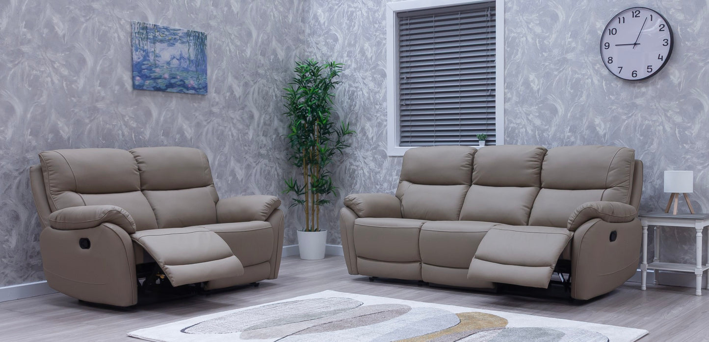 Pandora Half Leather Bisque Recliner Sofas