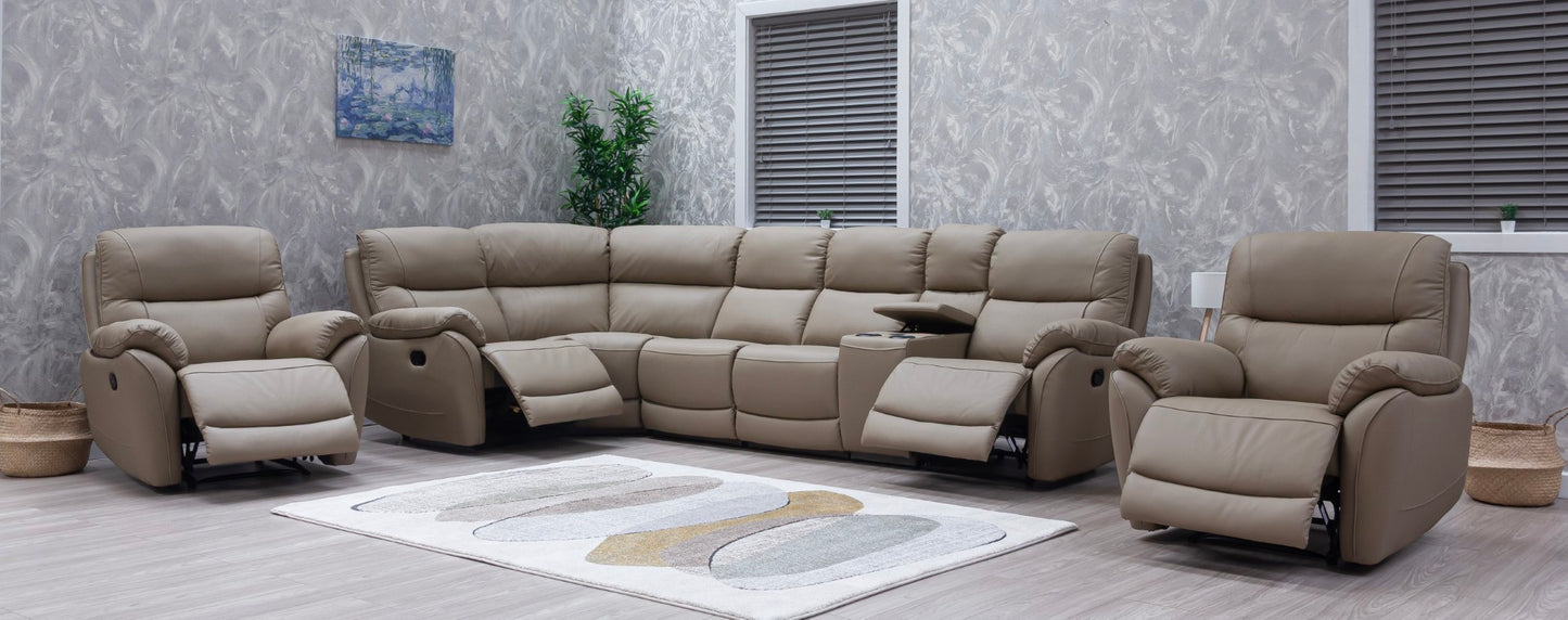 Pandora Half Leather Bisque Recliner Sofas