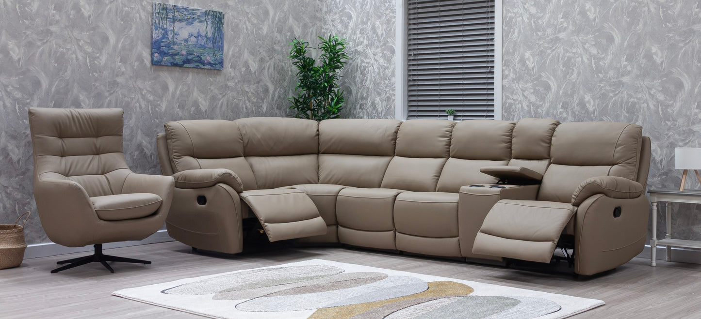 Pandora Half Leather Bisque Recliner Sofas