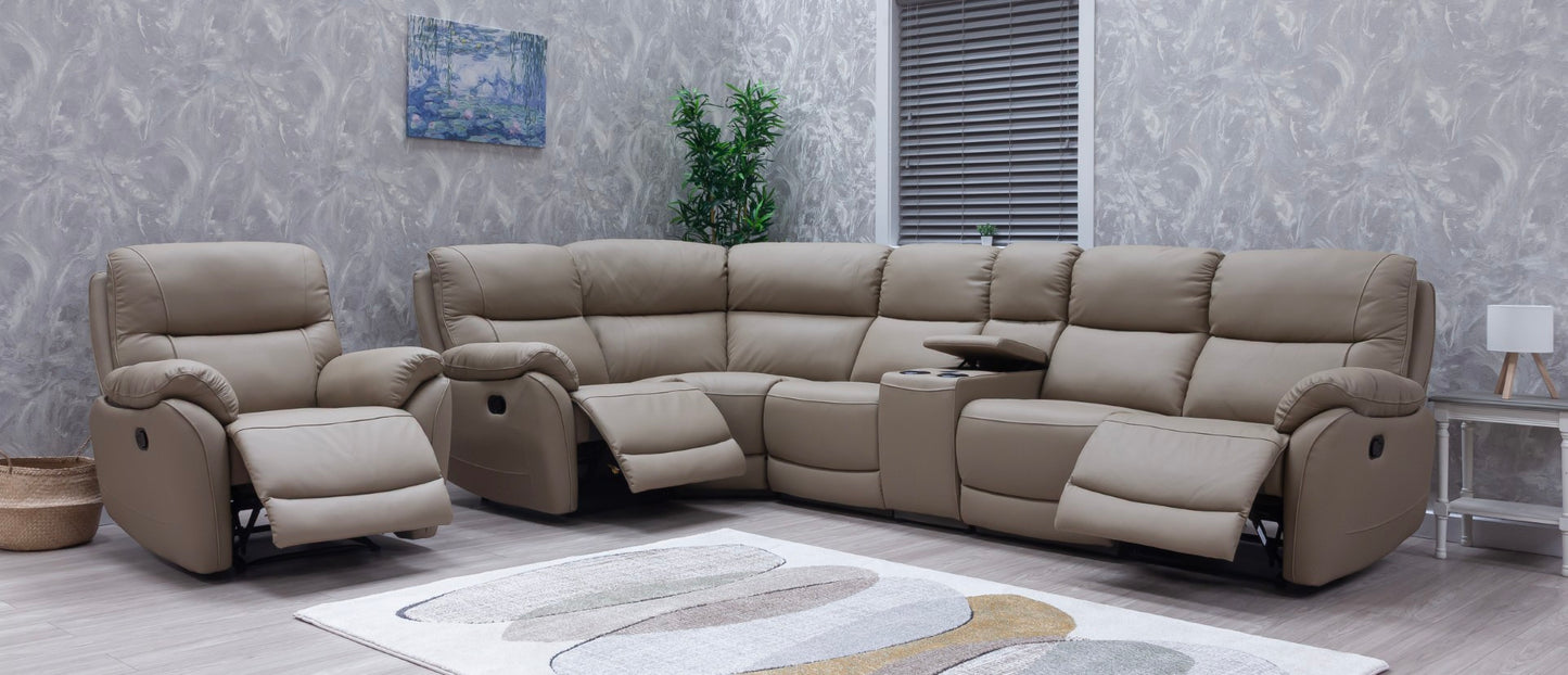 Pandora Half Leather Bisque Recliner Sofas