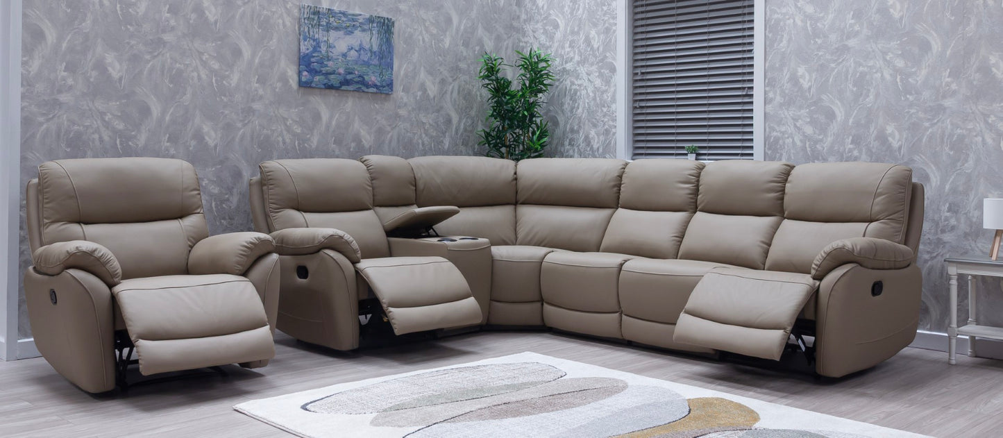 Pandora Half Leather Bisque Recliner Sofas