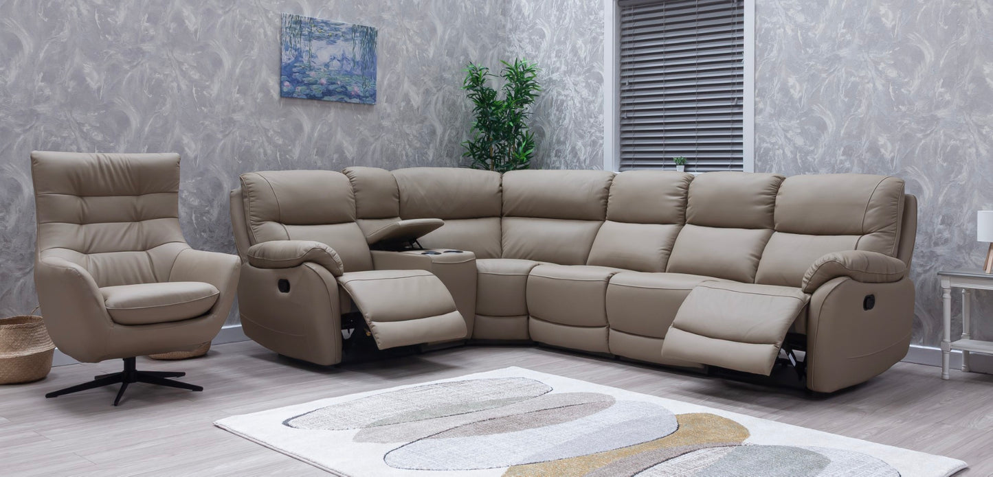 Pandora Half Leather Bisque Recliner Sofas