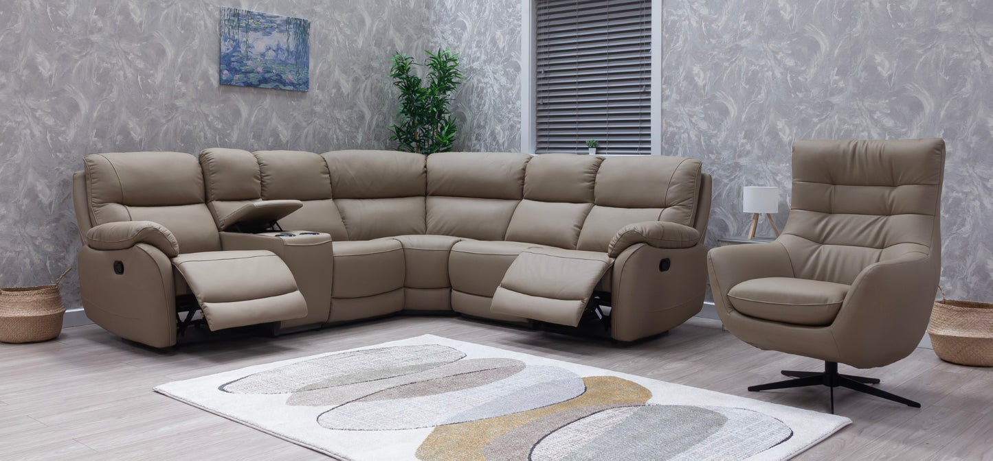 Pandora Half Leather Bisque Recliner Sofas