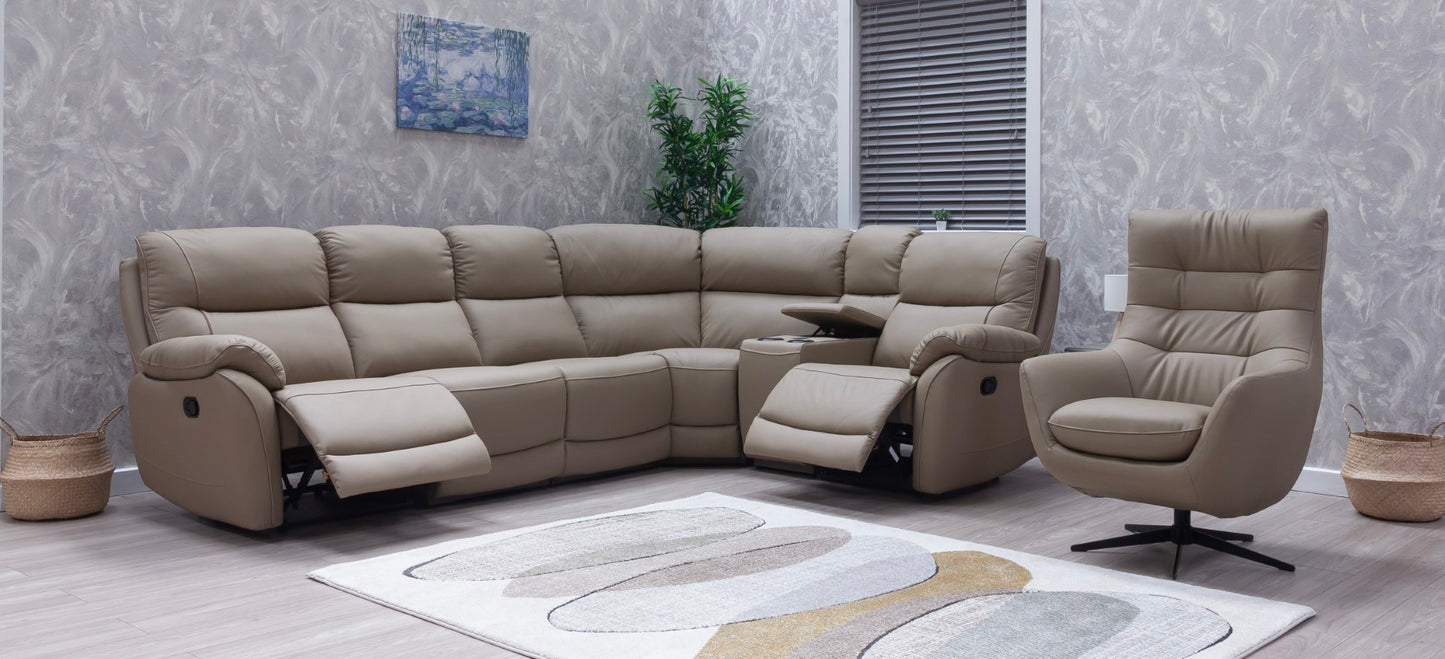 Orbit Bisque Leather Luxury Swivel Chair