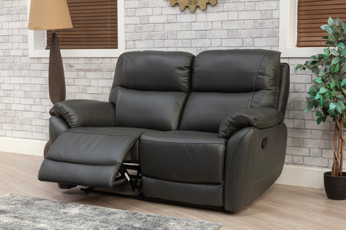 Pandora Half Leather Dark Grey Recliner Sofas
