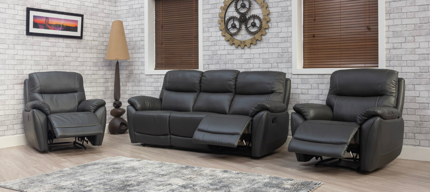 Pandora Half Leather Dark Grey Recliner Sofas