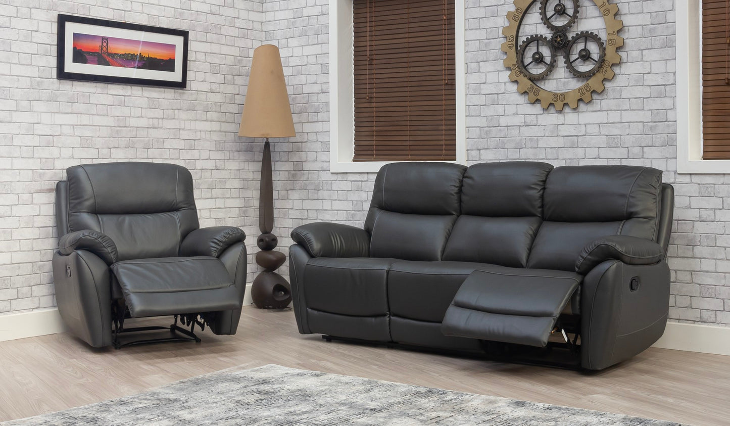 Pandora Half Leather Dark Grey Recliner Sofas