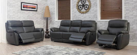 Pandora Half Leather Dark Grey Recliner Sofas