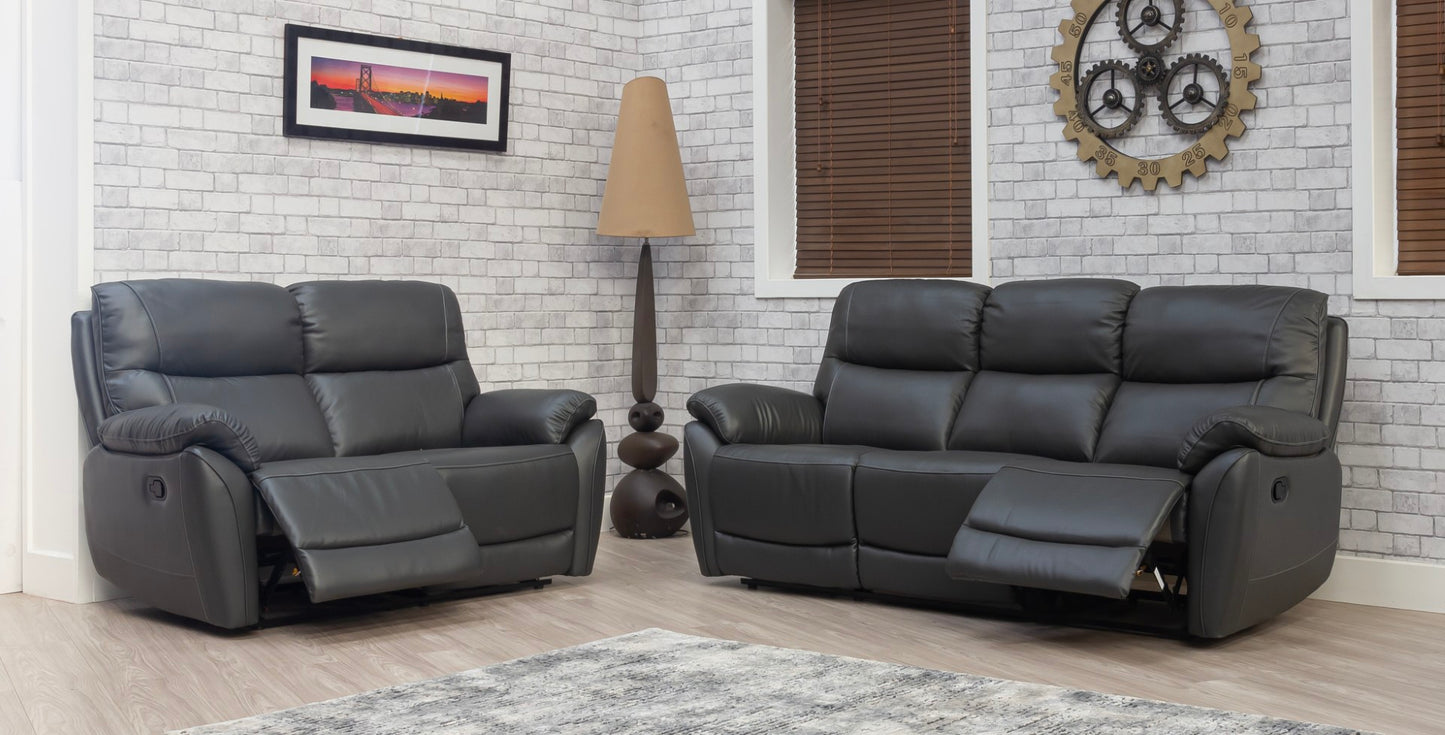 Pandora Half Leather Dark Grey Recliner Sofas