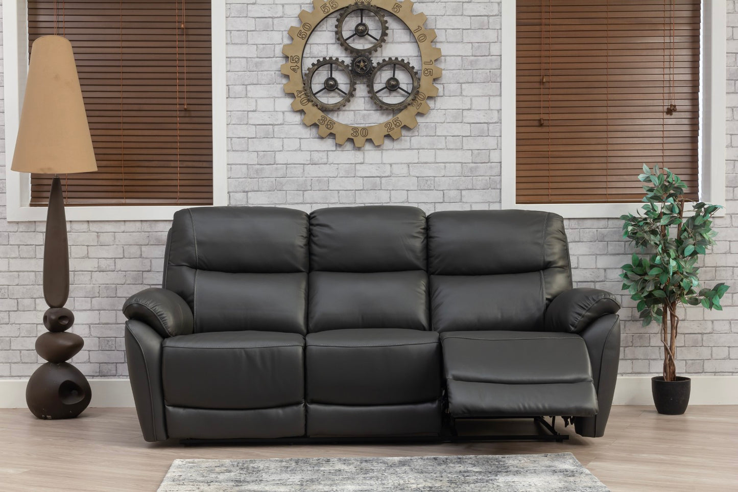 Pandora Half Leather Dark Grey Recliner Sofas