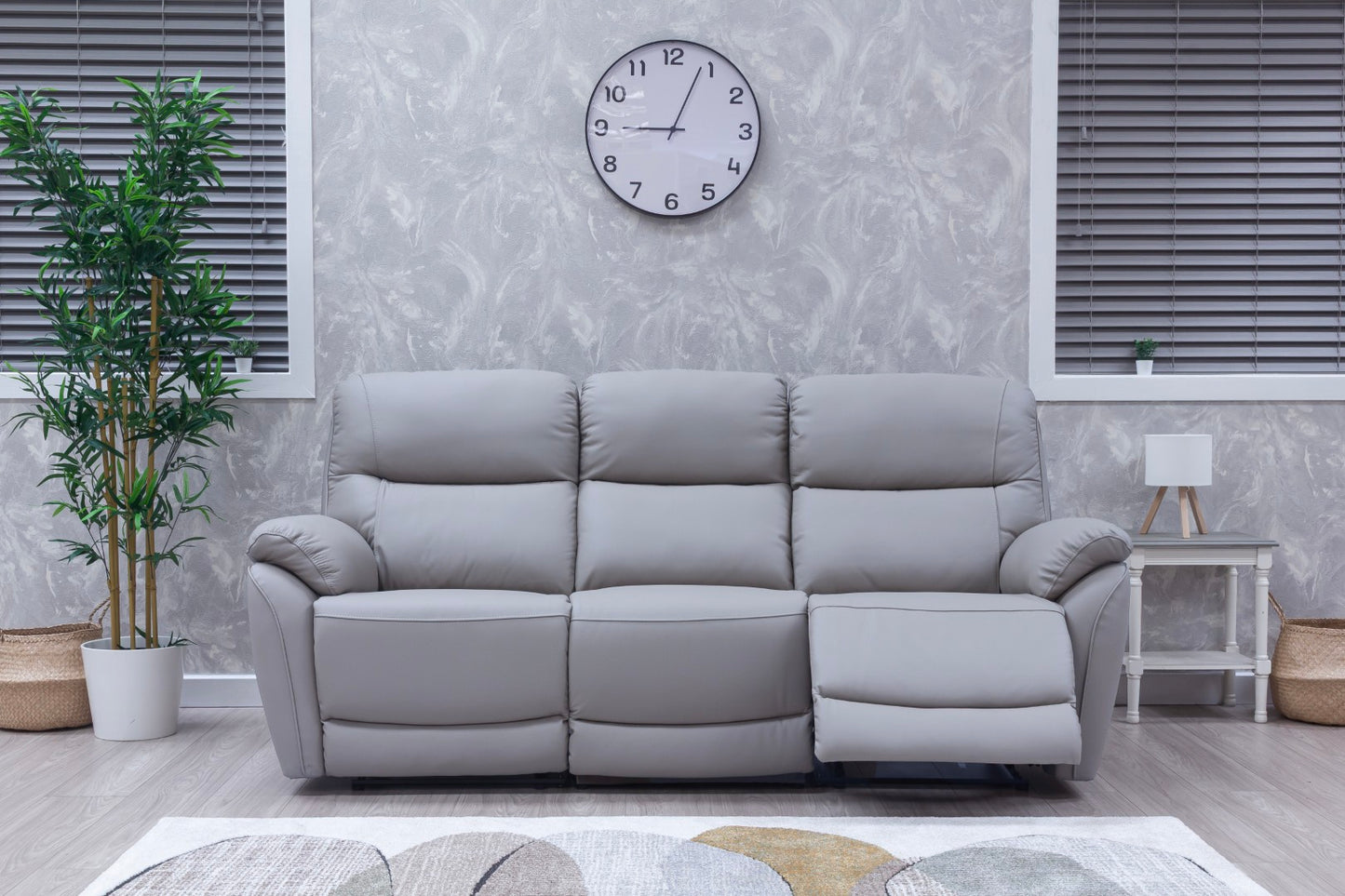 Pandora Half Leather Pearl Grey Recliner Sofas