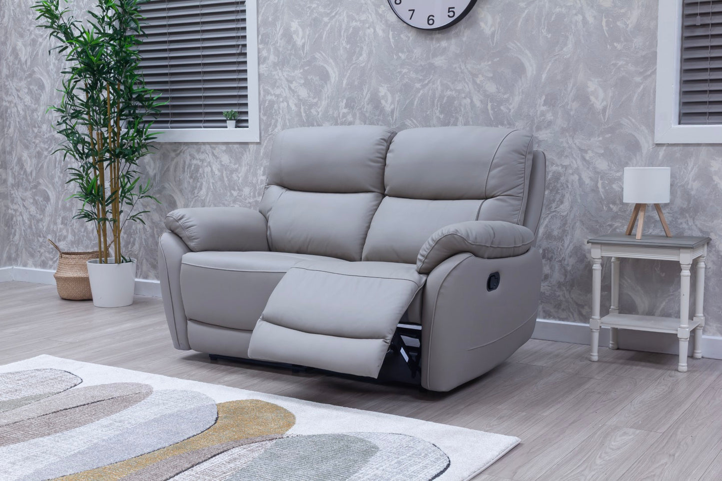 Pandora Half Leather Pearl Grey Recliner Sofas