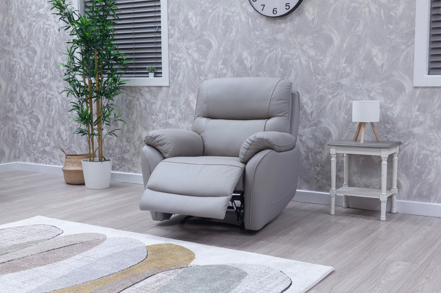 Pandora Half Leather Pearl Grey Recliner Sofas