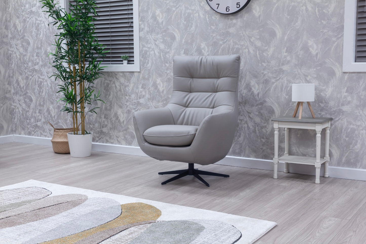 Pandora Half Leather Pearl Grey Recliner Sofas
