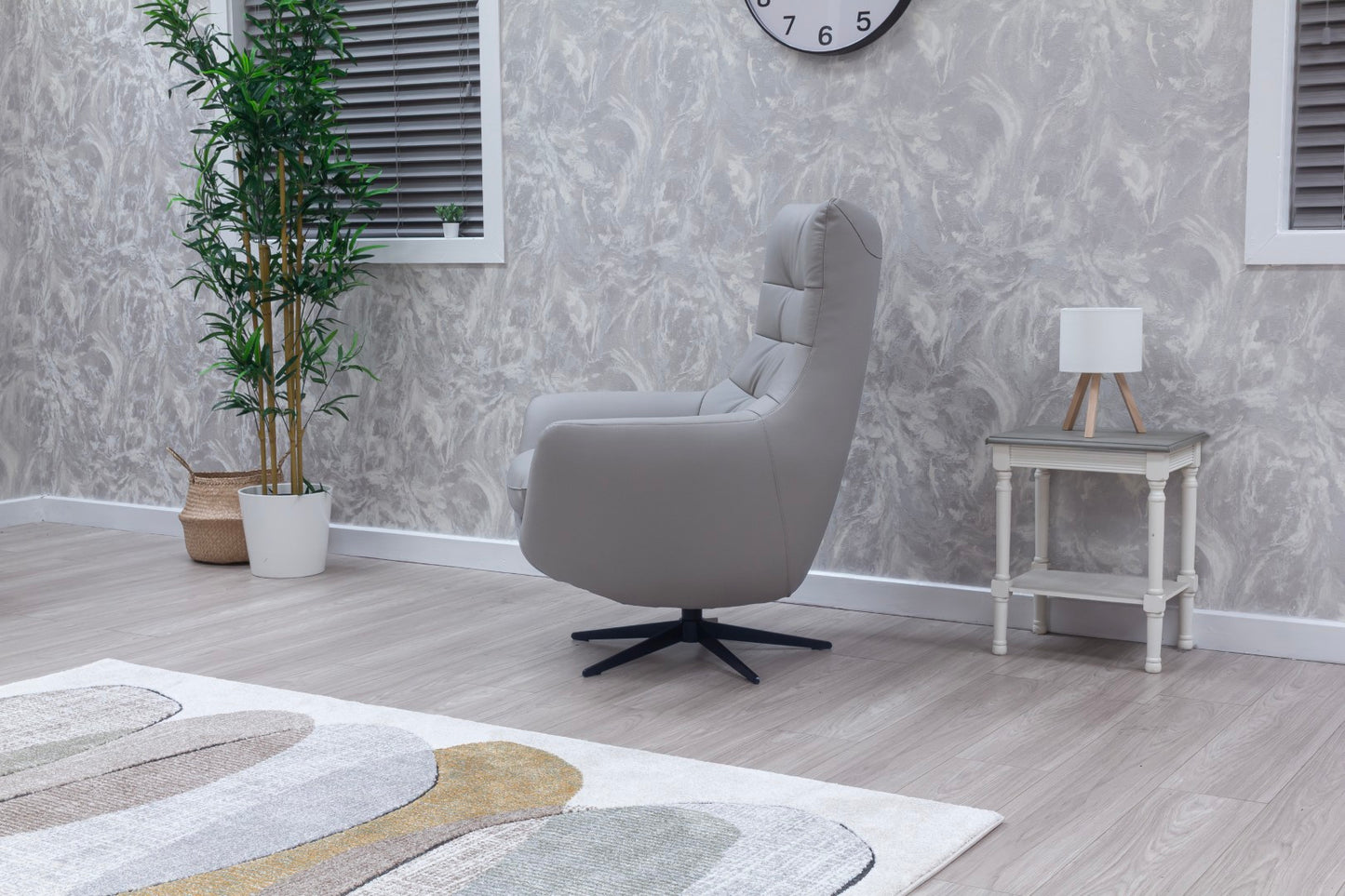 Pandora Half Leather Pearl Grey Recliner Sofas