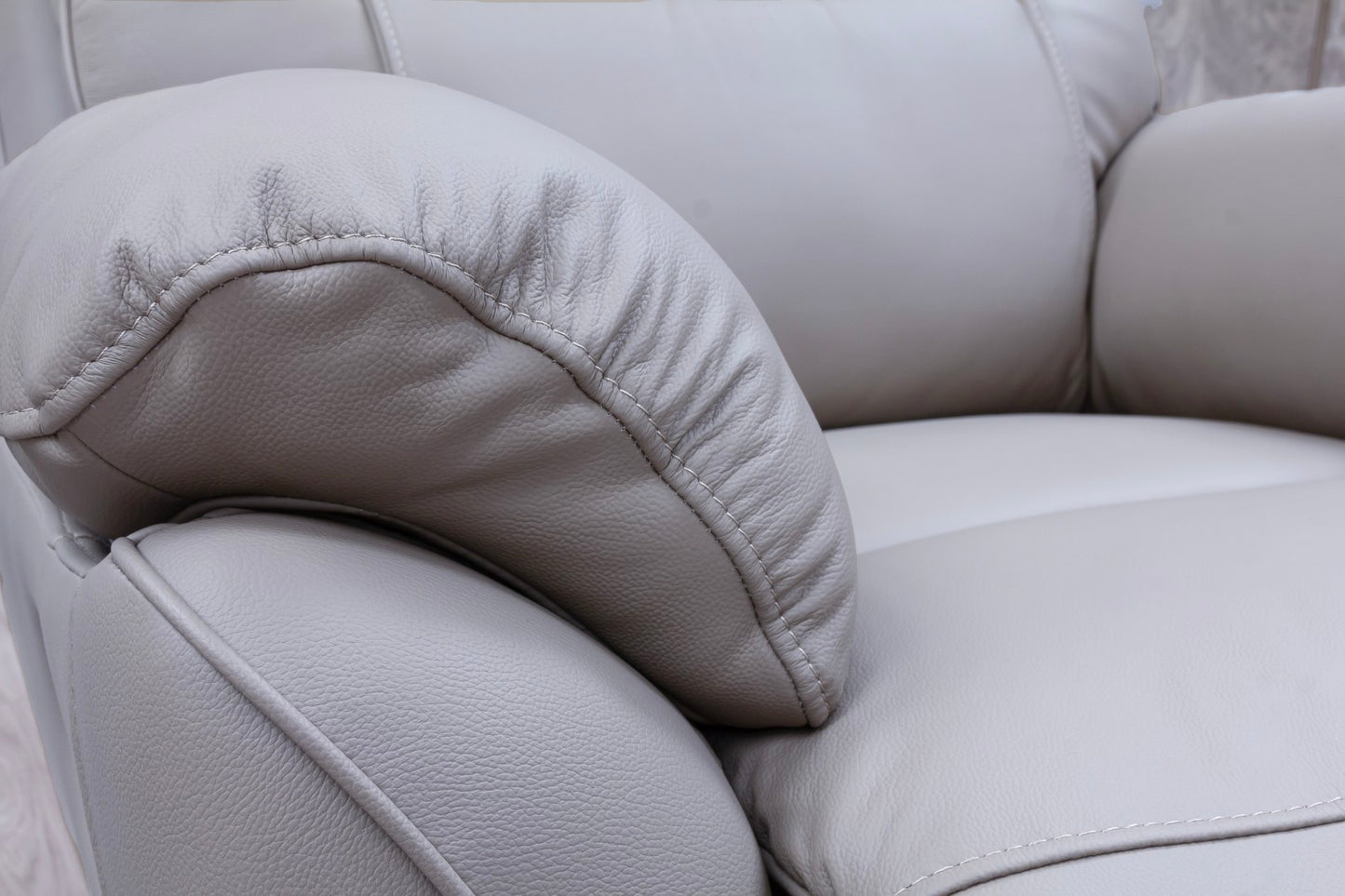 Pandora Half Leather Pearl Grey Recliner Sofas