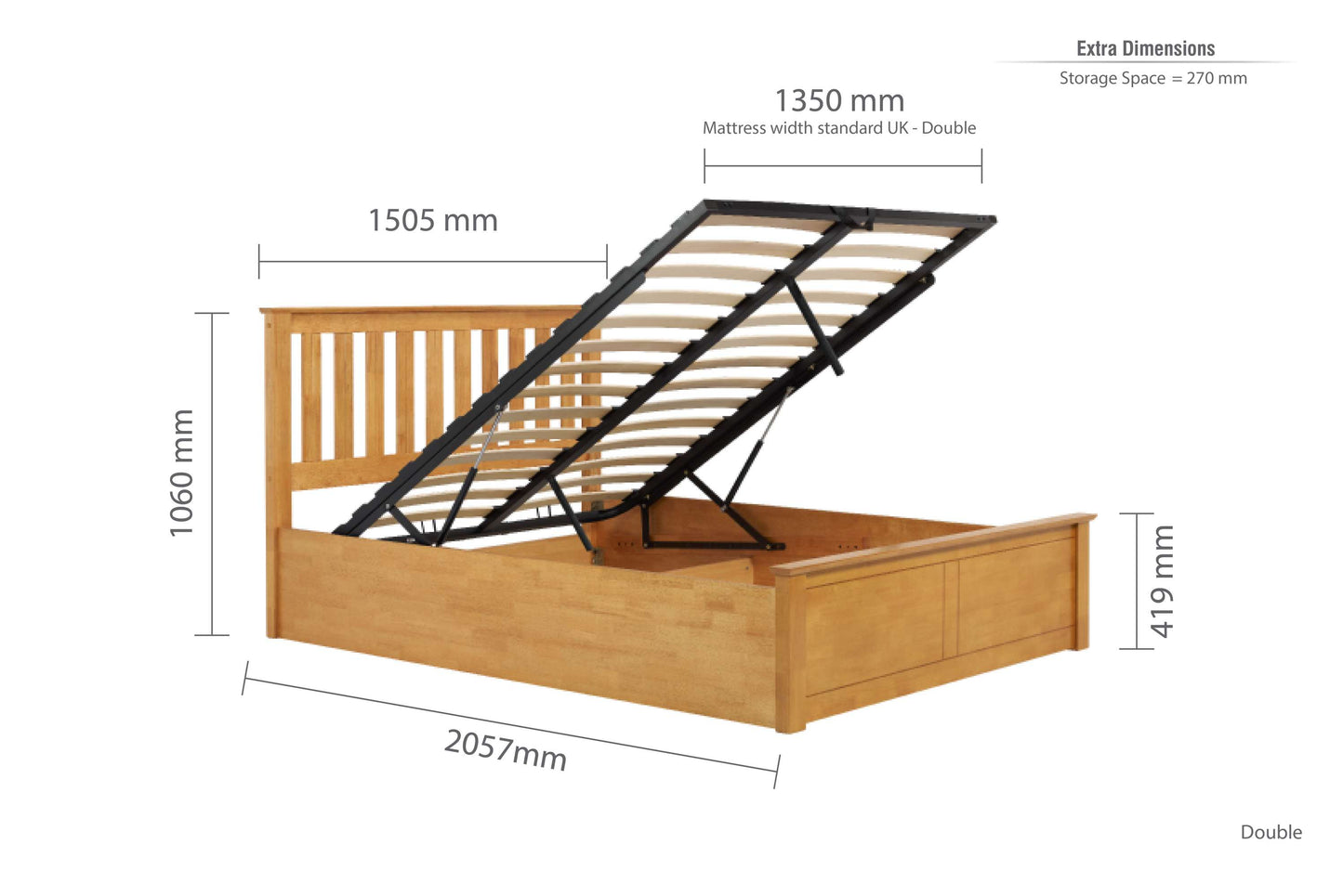 Phoenix Oak Ottoman Storage Bed