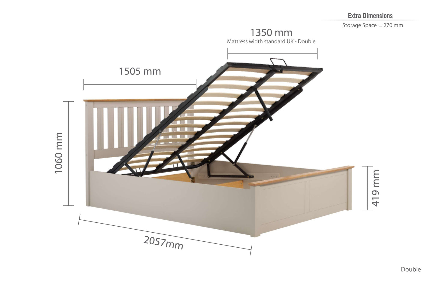Phoenix Pearl Grey Ottoman Storage Bed