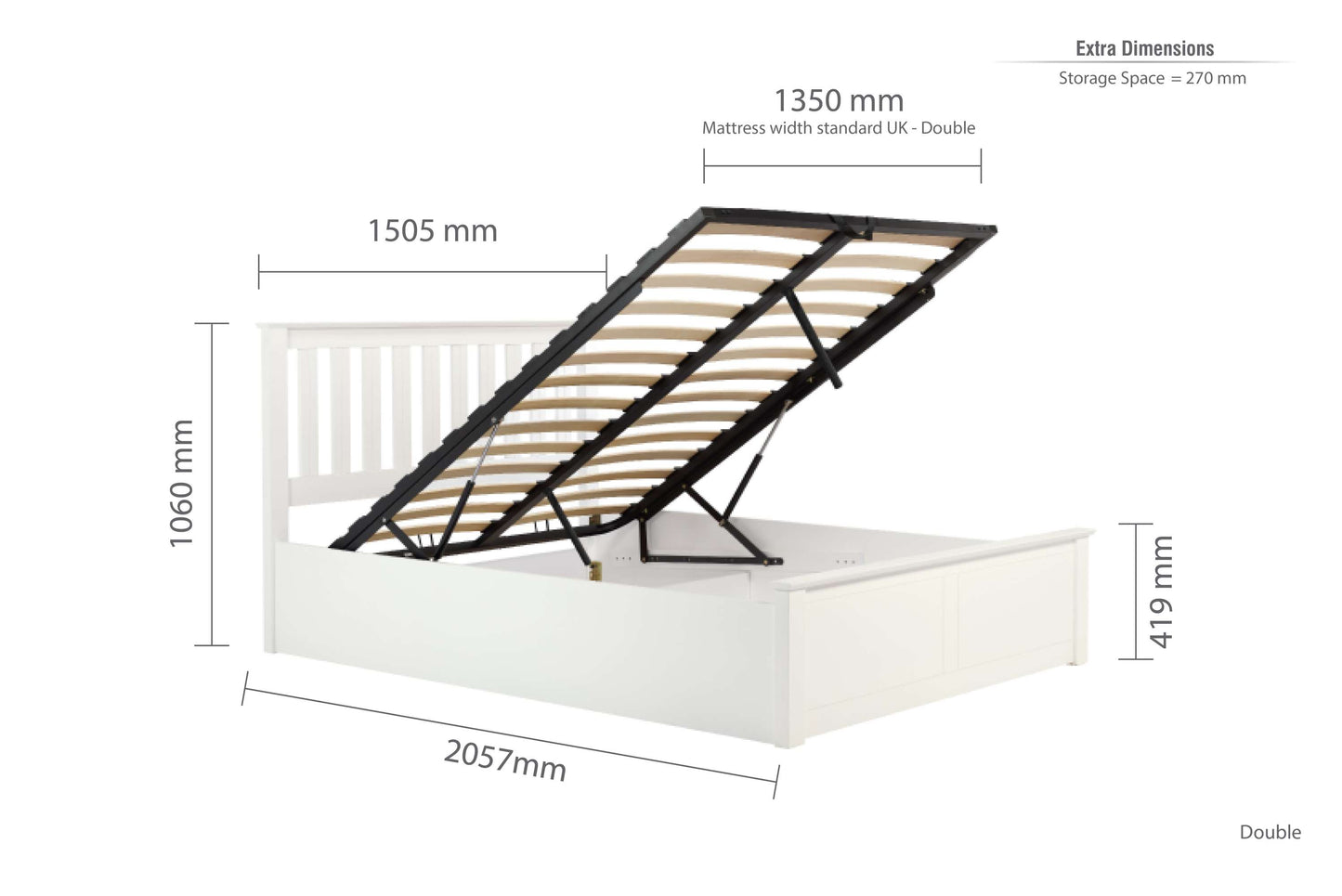 Phoenix White Ottoman Storage Bed