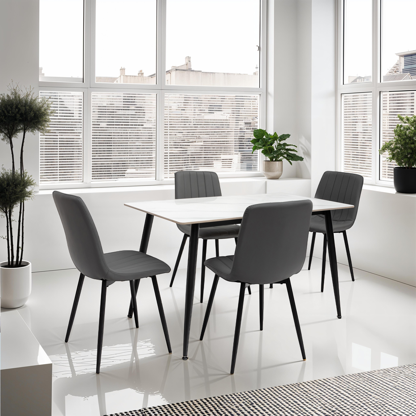 Norway 1.3m Snow White Sintered Stone Dining Table