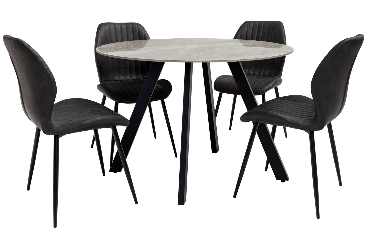 Genoa 1.1m Grey Stone Round Dining Table