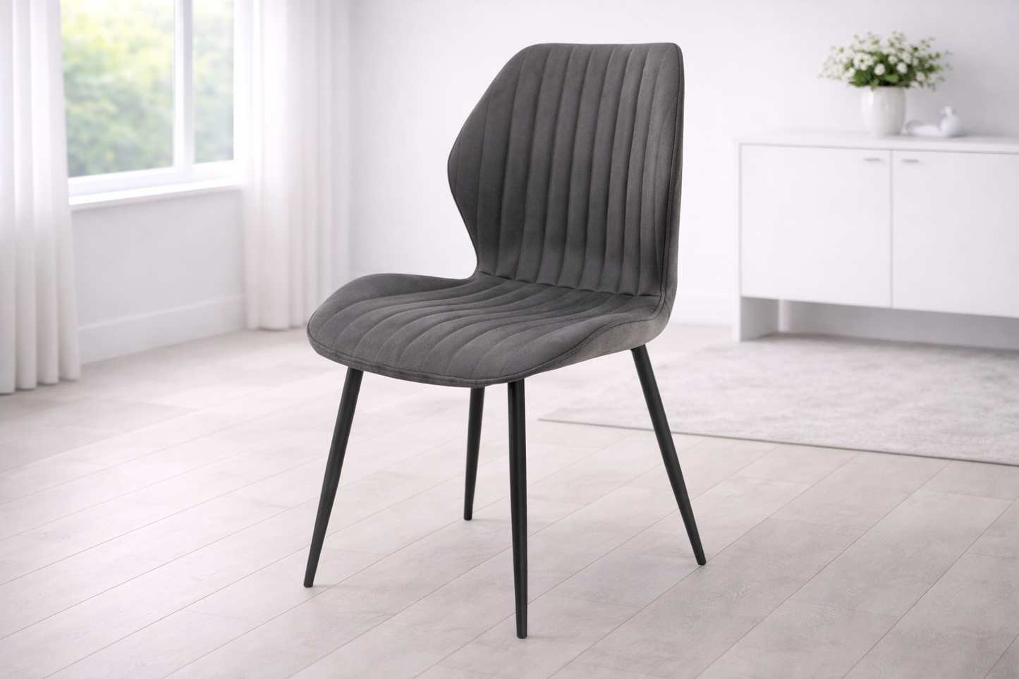 Ashford 1.4m Ash Veneer Dining Table Set + Lisburn Charcoal Faux Leather Dining Chairs